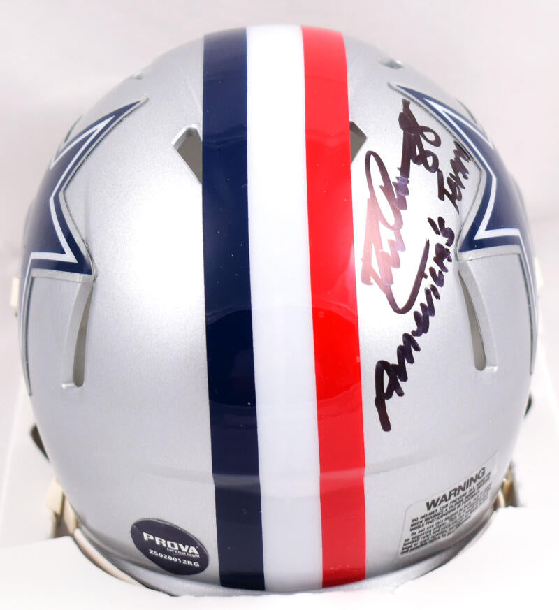 Drew Pearson Autographed Dallas Cowboys 1976 Speed Mini Helmet w/America's  Team - Prova *Black