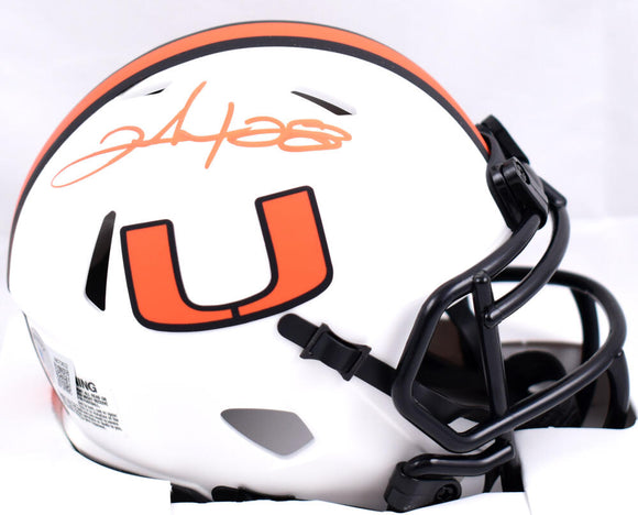 Clinton Portis Autographed Miami Hurricanes Lunar Speed Mini Helmet-Beckett W Hologram *Orange Image 1