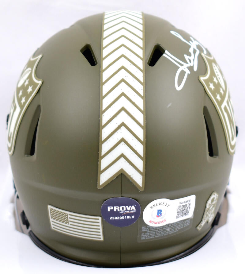 Howie Long Autographed NFL Salute to Service Speed Mini Helmet