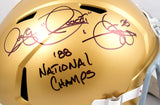 Rocket Ismail Autographed Notre Dame F/S Speed Helmet w/88 Natl Champs - Beckett W Hologram *Black Image 2