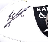 Sebastian Janikowski Autographed Raiders Logo Football w/ Just Win Baby-Beckett W Hologram *Black Image 2