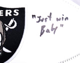 Sebastian Janikowski Autographed Raiders Logo Football w/ Just Win Baby-Beckett W Hologram *Black Image 3