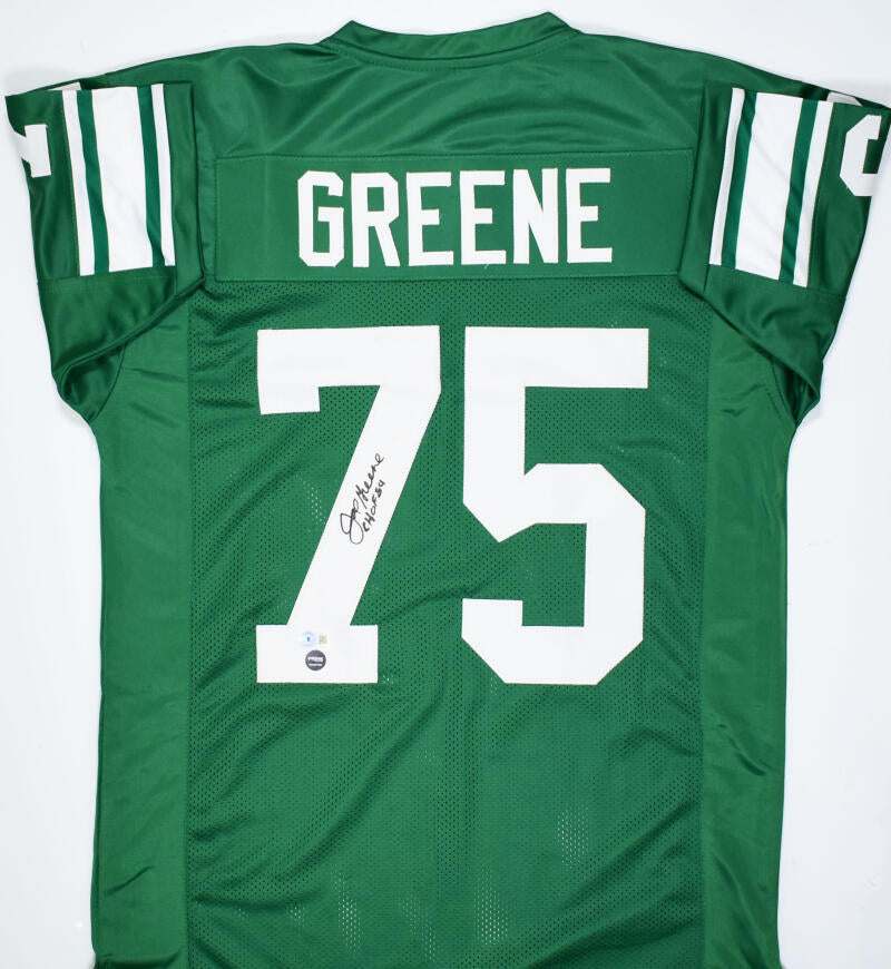 Joe Greene Autographed Green College Style Jersey w/ CHOF- Beckett