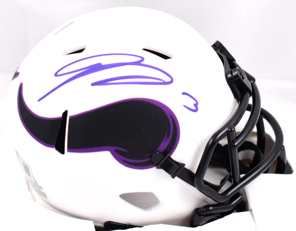 Jordan Addison Autographed Minnesota Vikings Lunar Speed Mini Helmet- Beckett W Hologram *Purple Image 1