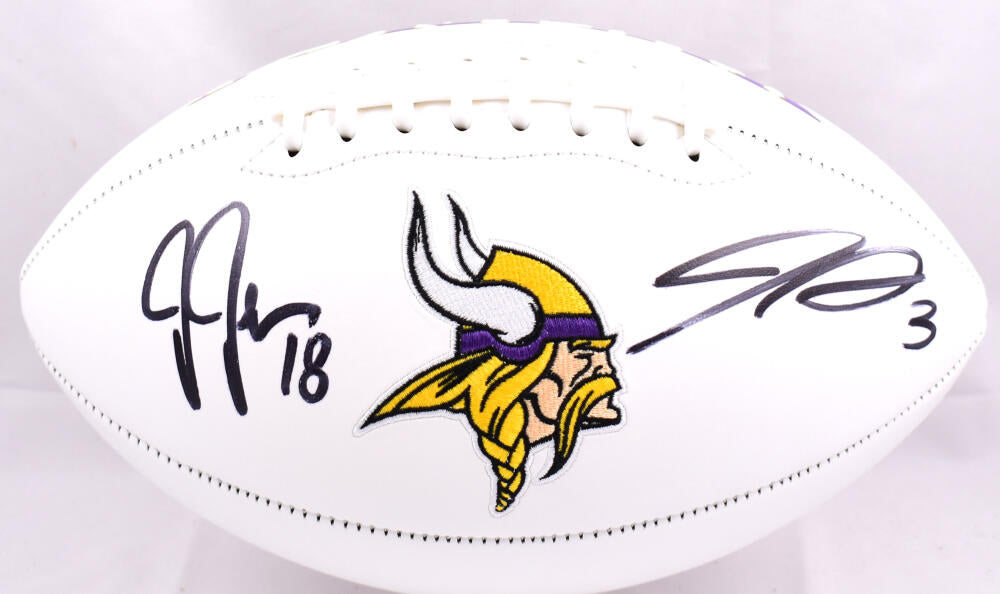 Justin Jefferson Jordan Addison Autographed Minnesota Vikings Logo Foo –  The Jersey Source