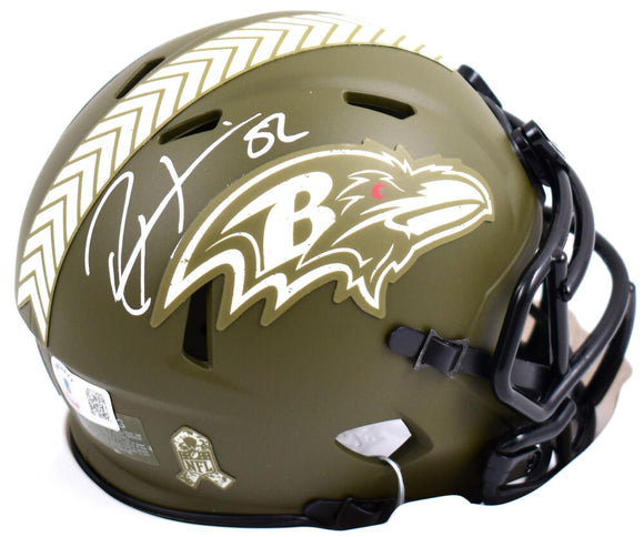 Ray Lewis Autographed Baltimore Ravens Salute to Service Speed Mini Helmet-Beckett W Hologram *White Image 1