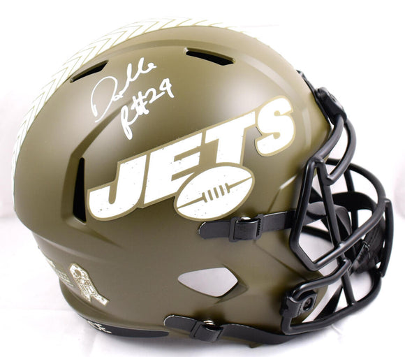 Darrelle Revis Autographed New York Jets F/S Salute to Service Speed Helmet- Beckett W Hologram *White Image 1