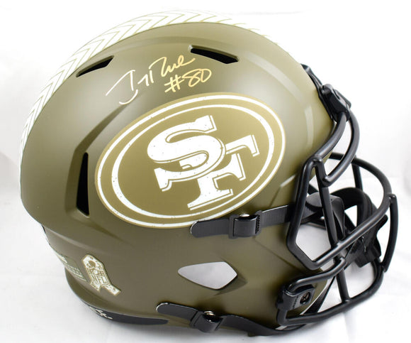 Jerry Rice Autographed San Francisco 49ers F/S Salute to Service Speed Helmet - Fanatics *Gold Image 1