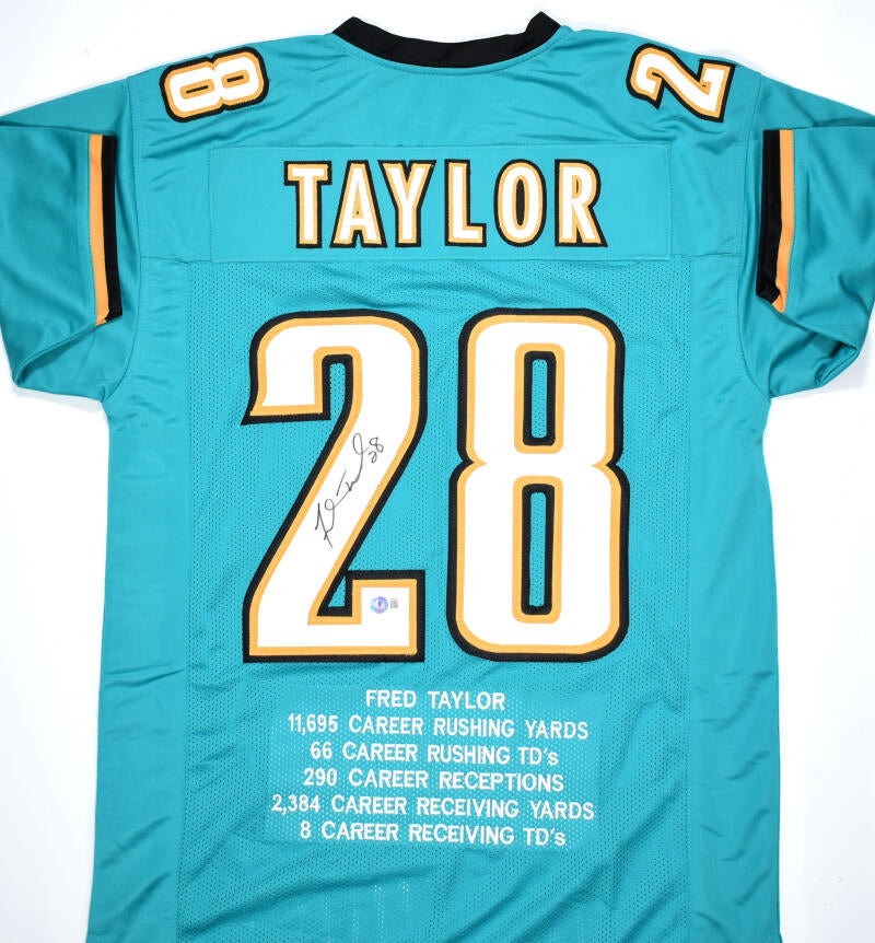 Fred Taylor Autographed Teal Pro Style STAT Jersey- Beckett W Hologram –  The Jersey Source