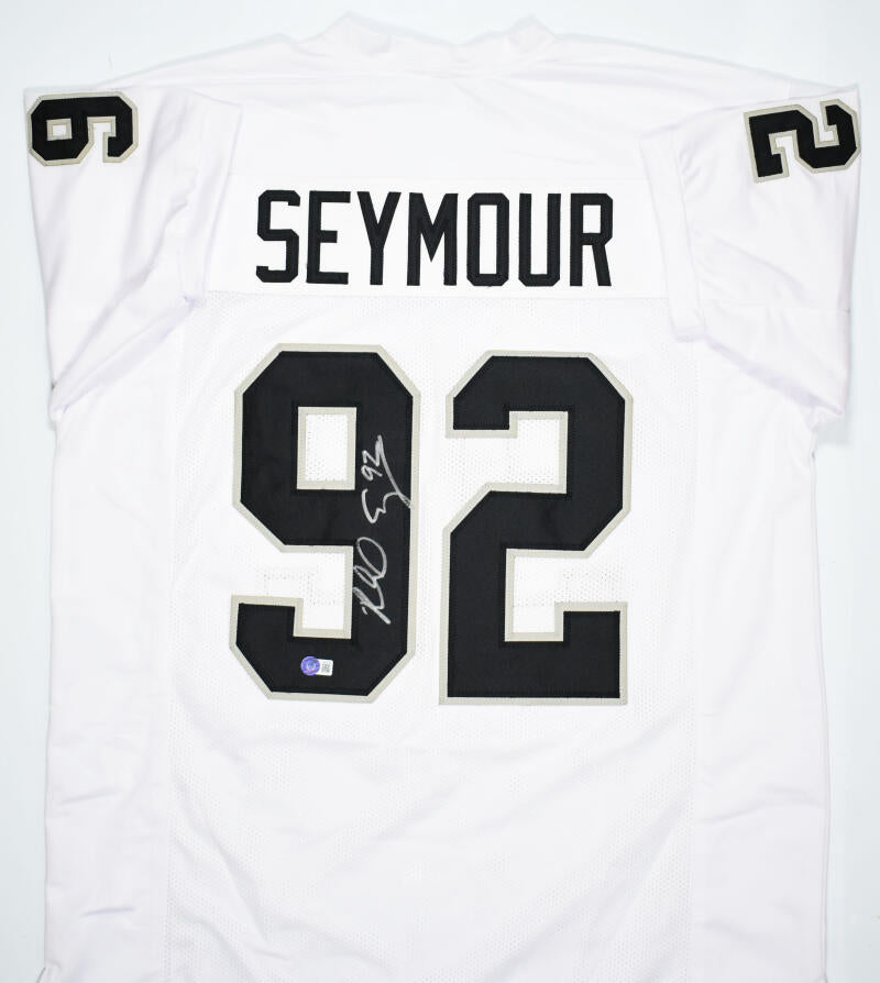 Richard Seymour Autographed White Pro Style Jersey- Beckett W