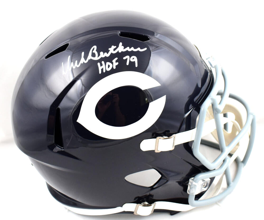 Shop Dick Butkus Signed Chicago Bears White Logo Football HOF 79