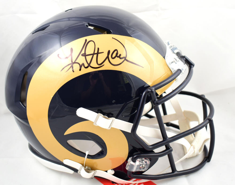 Kurt Warner Signed F/S Rams Salute to Service Speed Auth Helmet  2insc.-Beckett W