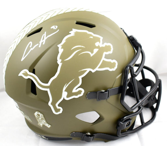 Aidan Hutchinson Autographed Detroit Lions F/S Salute to Service Speed Helmet-Beckett W Hologram *White Image 1