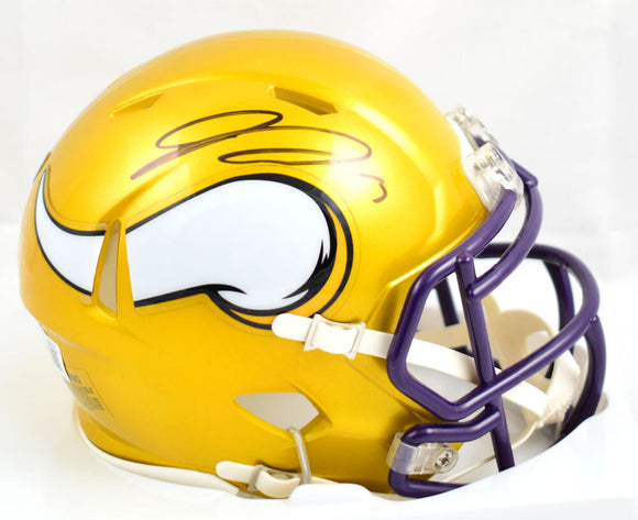 Jordan Addison Autographed Minnesota Vikings Flash Speed Mini Helmet- Beckett W Hologram *Black Image 1