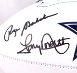Tony Dorsett/Roger Staubach/Drew Pearson Autographed Dallas Cowboys Logo Football- Beckett W Hologram *Black Image 2