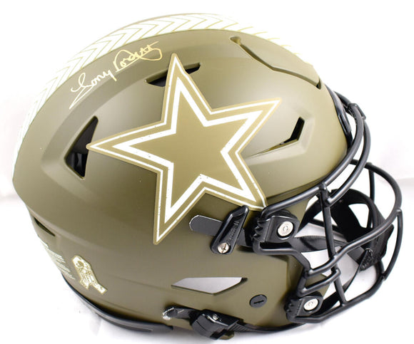 Tony Dorsett Autographed Dallas Cowboys F/S Salute to Service Speed Flex - Beckett W Hologram *Gold Image 1