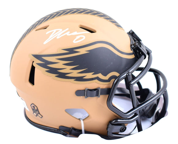 D'Andre Swift Autographed Philadelphia Eagles Salute to Service 2023 Speed Mini Helmet-Beckett W Hologram *White Image 1