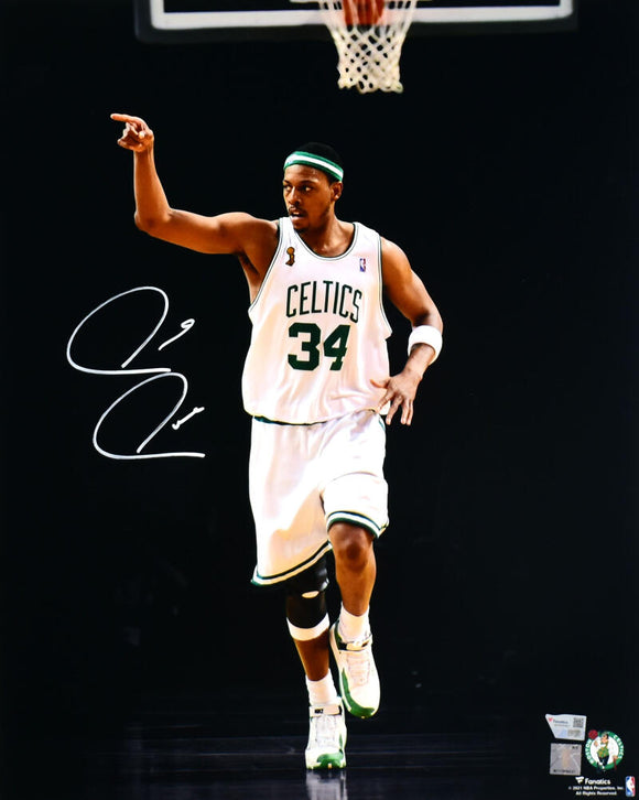 Paul Pierce Autographed Boston Celtics 16x20 Spotlight Pointing Photo - Fanatics *White Image 1