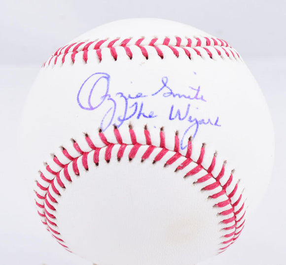 Ozzie Smith Autographed Rawlings OML Baseball w/The Wizard - Fanatics *Blue Image 1