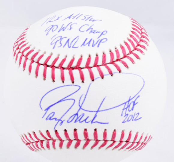 Barry Larkin Autographed Rawlings OML Baseball w/ Stats  - Beckett W Hologram *Blue Image 1