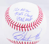 Barry Larkin Autographed Rawlings OML Baseball w/ Stats  - Beckett W Hologram *Blue Image 2