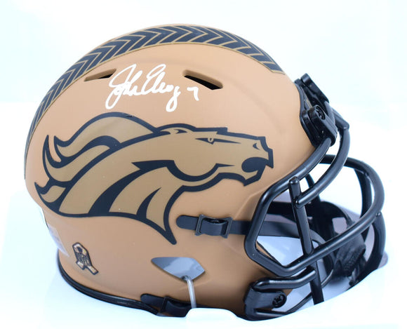 John Elway Autographed Denver Broncos Salute to Service 2023 Speed Mini Helmet-Beckett W Hologram *White Image 1