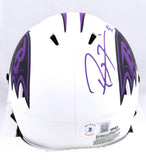 Ray Lewis Autographed Baltimore Ravens Lunar Speed Mini Helmet - Beckett W Hologram *Purple Image 3