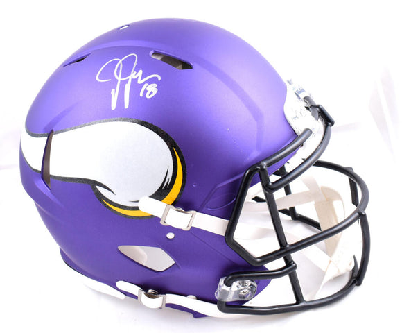 Justin Jefferson Autographed Minnesota Vikings F/S Speed Authentic Helmet-Beckett W Hologram *Silver *Damaged Image 1