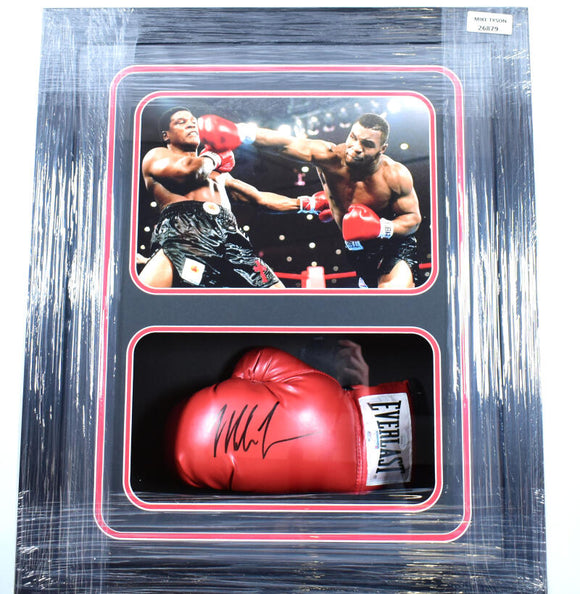 Mike Tyson Autographed Shadow Box Red Boxing Glove- JSA W *L Image 1