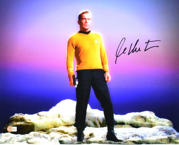 William Shatner Autographed Star Trek 16x20 Rock Photo - Beckett Hologram *Black Image 1
