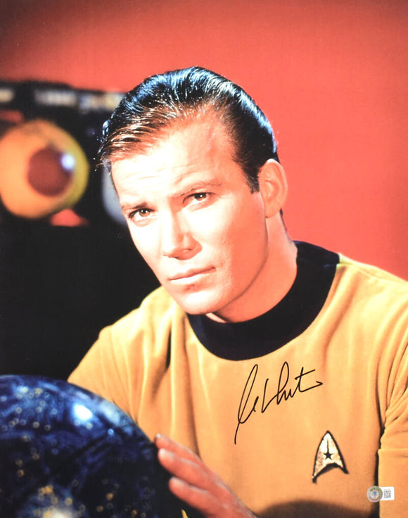 William Shatner Autographed Star Trek 16x20 Close Up Photo - Beckett Hologram *Black Image 1