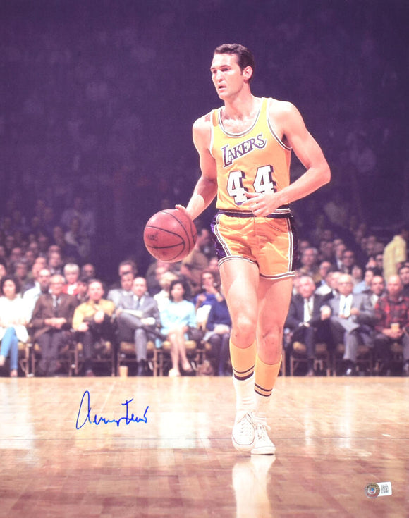 Jerry West Autographed Los Angeles Lakers 16x20 Dribbling Photo-Beckett Hologram *Blue Image 1