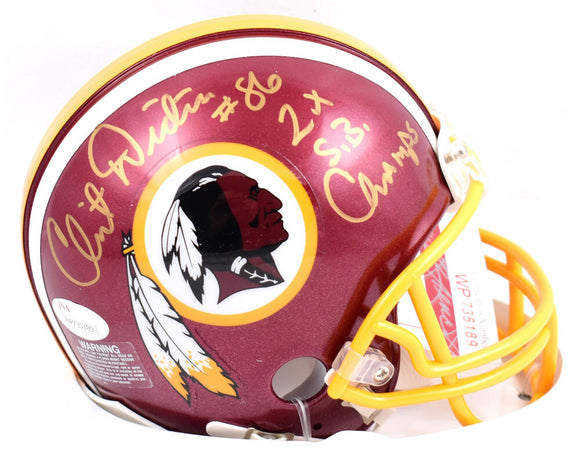 Clint Didier Autographed Washington Mini Helmet w/2x SB Champ- JSA W *Gold Image 1