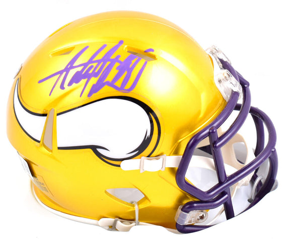 Adrian Peterson Autographed Minnesota Vikings Flash Speed Mini Helmet - Beckett W Hologram *Purple Image 1