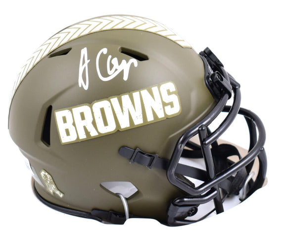 Amari Cooper Autographed Cleveland Browns Salute to Service Speed Mini Helmet-Beckett W Hologram *White Image 1