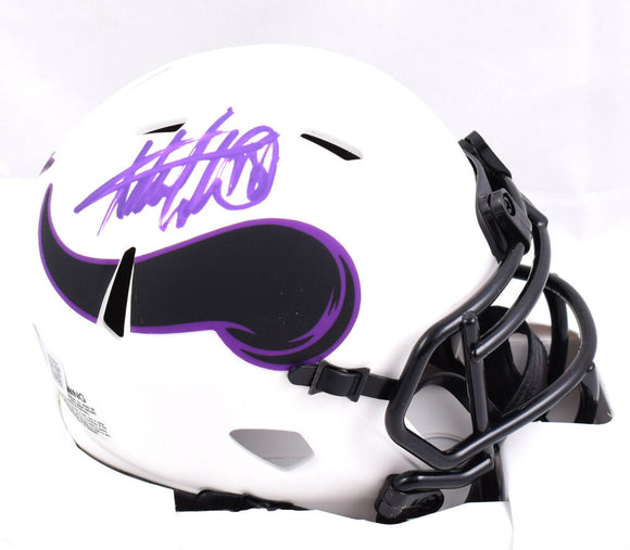 Adrian Peterson Autographed Minnesota Vikings Lunar Speed Mini Helmet- Beckett W Hologram *Purple Image 1