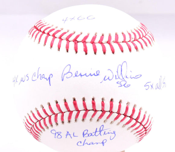 Bernie Williams Autographed Rawlings OML Baseball w/ 4 Inscriptions - Beckett W Hologram *Blue Image 1