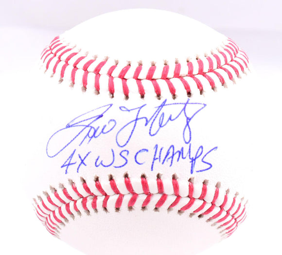 Tino Martinez Autographed Rawlings OML Baseball w/ 4x WS Champs - Beckett W Hologram *Blue Image 1