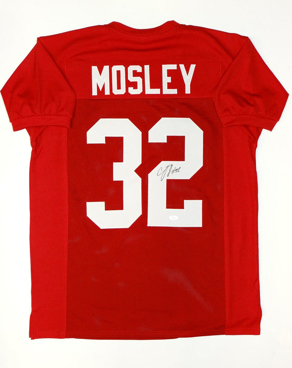 C. J. Mosley Autographed Red College Style Jersey- JSA W Authenticated