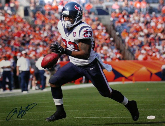 Arian Foster Autographed 16x20 Texans Running Color Photo- JSA W Authenticated