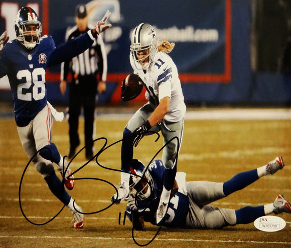 Cole Beasley Autographed 8x10 Dallas Cowboys Running Against Giants- JSA W Auth