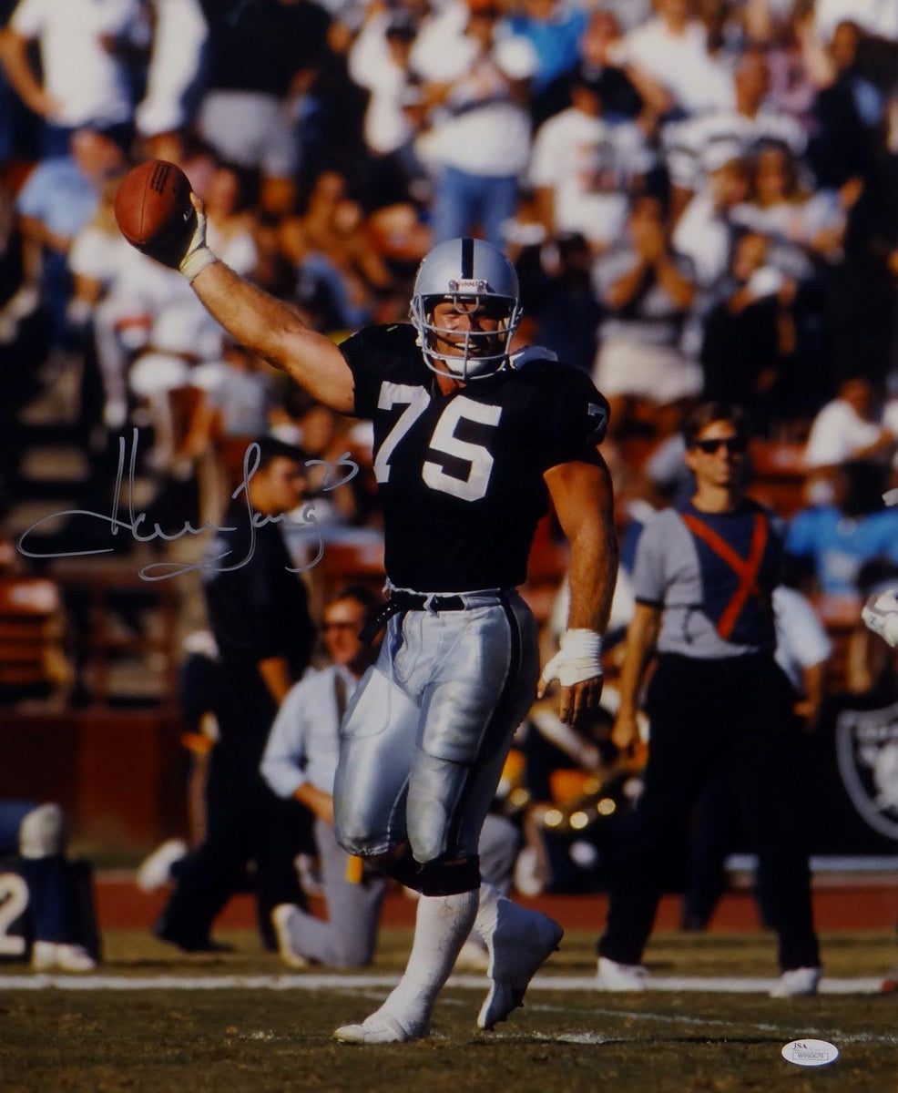 Autographed Howie Long Oakland Raiders Football 11x14 Photo with JSA