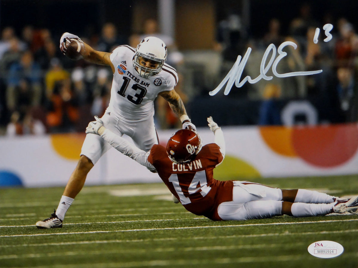 Mike Evans Autographed *W Texas A&M 8x10 Against OU Photo- JSA Witnessed  Auth