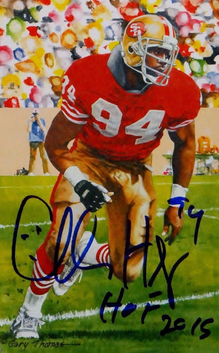 Charles Haley Autographed San Francisco 49ers Goal Line Art Card HOF Black  11526