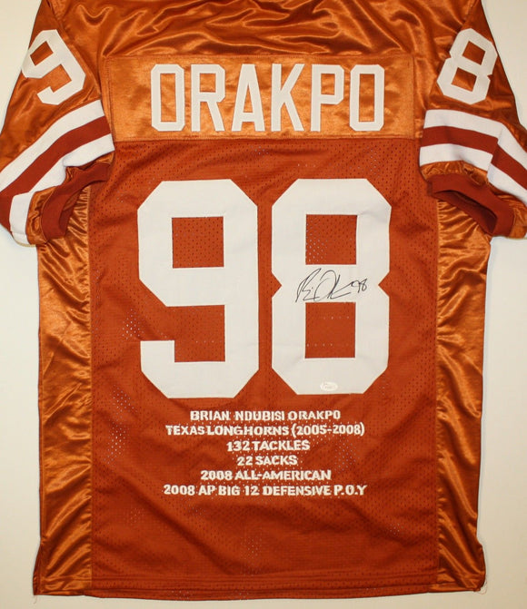 Brian Orakpo Autographed Orange Stat Jersey- JSA Authenticated