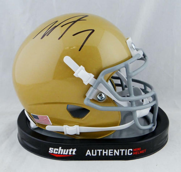 Will Fuller Autographed Notre Dame Gold Schutt Mini Helmet- JSA Witnessed Auth *WF
