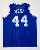 Jerry West Autographed Blue Basketball Style Jersey- JSA Witnessed Authenticated Image 1