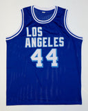 Jerry West Autographed Blue Basketball Style Jersey- JSA Witnessed Authenticated Image 4
