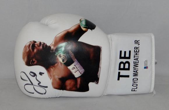 Floyd Mayweather Autographed White Custom TBE Image Left Boxing Glove - Beckett  Image 1