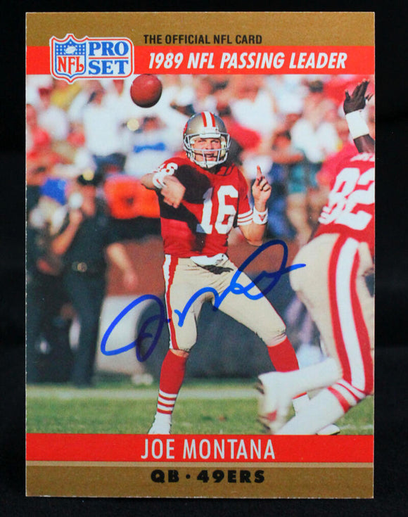 1990 Pro Set NFL Passing Leaders #8 Joe Montana Auto 49ers Autograph Beckett Authenticated Image 1